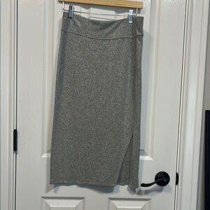 LOFT Gray Pencil Midi Skirt with Side Slit